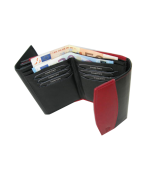 Peňaženka kožená dámska čierno/červená 9164