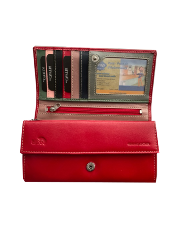 Peňaženka kožená dámska  červená Cavaldi 7024
